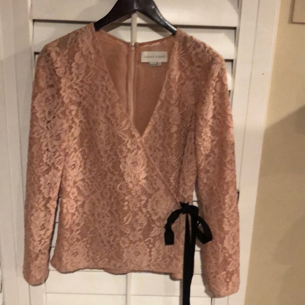 SACHIN & BABI: Sophisticated blush crocheted top
